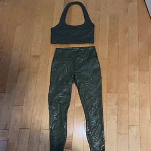 Olive green, Fabletics, workout set